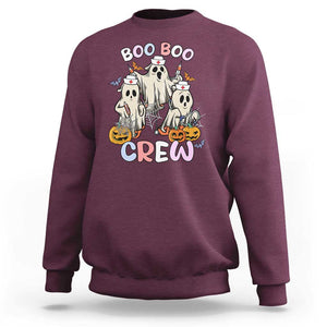 Halloween Nurse Sweatshirt Boo Boo Crew Ghost Halloween Costume Funny Nursing TS02 Maroon Print Your Wear