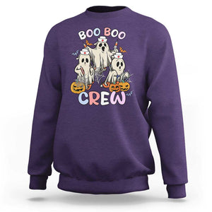 Halloween Nurse Sweatshirt Boo Boo Crew Ghost Halloween Costume Funny Nursing TS02 Purple Print Your Wear