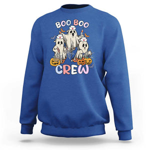 Halloween Nurse Sweatshirt Boo Boo Crew Ghost Halloween Costume Funny Nursing TS02 Royal Blue Print Your Wear