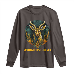 South Africa Rugby Springboks Long Sleeve Shirt Forever Stronger Together Go Bokke TS02 Dark Chocolate Print Your Wear