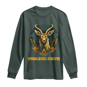 South Africa Rugby Springboks Long Sleeve Shirt Forever Stronger Together Go Bokke TS02 Dark Forest Green Print Your Wear