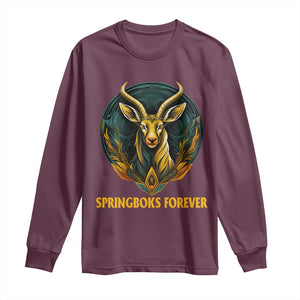 South Africa Rugby Springboks Long Sleeve Shirt Forever Stronger Together Go Bokke TS02 Maroon Print Your Wear