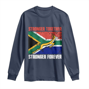 South Africa Rugby Springboks Long Sleeve Shirt Stronger Together Stronger Forever Go Bokke TS02 Navy Print Your Wear