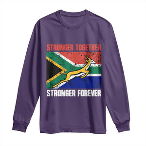 South Africa Rugby Springboks Long Sleeve Shirt Stronger Together Stronger Forever Go Bokke TS02 Purple Print Your Wear