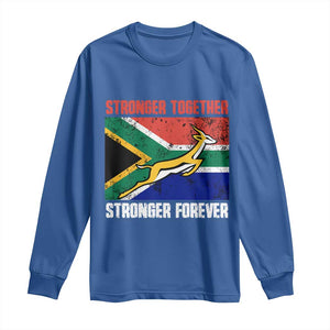 South Africa Rugby Springboks Long Sleeve Shirt Stronger Together Stronger Forever Go Bokke TS02 Royal Blue Print Your Wear