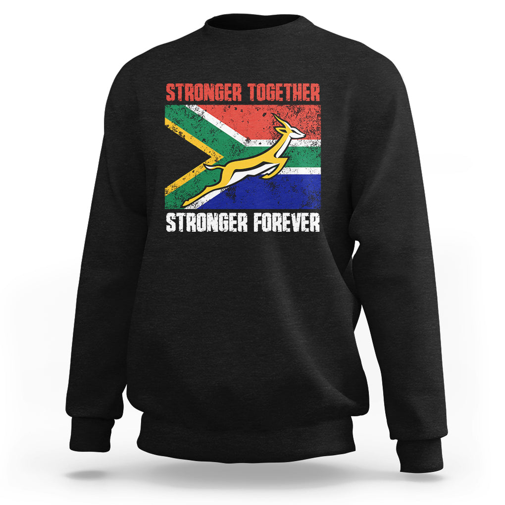 South Africa Rugby Sweatshirt Stronger Together Stronger Forever Springboks Go Bokke TS02 Dark Heather Printyourwear