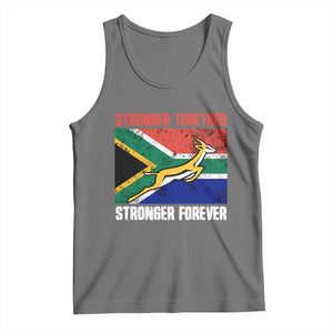 South Africa Rugby Springboks Tank Top Stronger Together Stronger Forever Go Bokke TS02 Black Heather Print Your Wear
