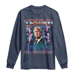 Trump 2025 Long Sleeve Shirt Take America Back Golden Age Vintage 90s Bootleg TS02 Navy Print Your Wear