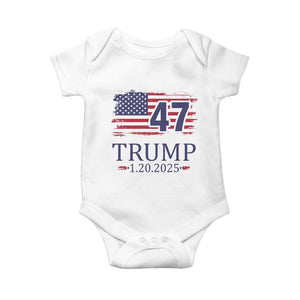 President Trump Inauguration Day 2025 Baby Onesie 47th President January 20th American Flag TS02 White Print Your Wear