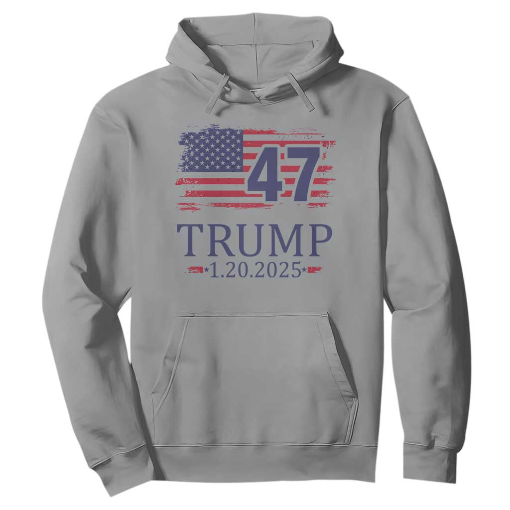 President Trump Inauguration Day 2025 Hoodie 47th President January 20th American Flag TS02 Sport Gray Print Your Wear