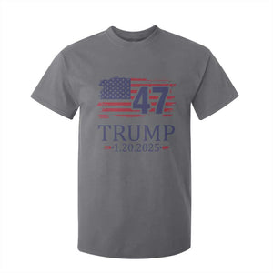 President Trump Inauguration Day 2025 T Shirt For Kid 47th President January 20th American Flag TS02 Charcoal Print Your Wear