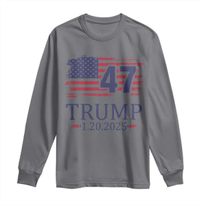 President Trump Inauguration Day 2025 Long Sleeve Shirt 47th President January 20th American Flag TS02 Charcoal Print Your Wear