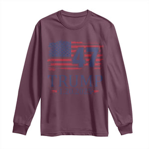 President Trump Inauguration Day 2025 Long Sleeve Shirt 47th President January 20th American Flag TS02 Maroon Print Your Wear