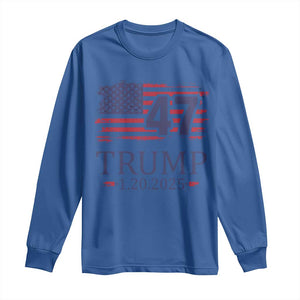 President Trump Inauguration Day 2025 Long Sleeve Shirt 47th President January 20th American Flag TS02 Royal Blue Print Your Wear