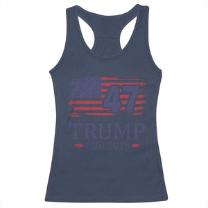 President Trump Inauguration Day 2025 Racerback Tank Top 47th President January 20th American Flag TS02 Navy Print Your Wear