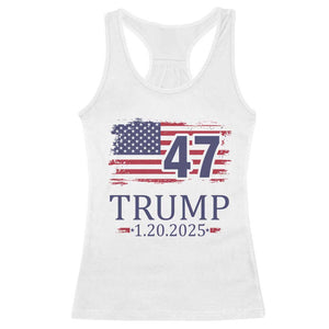 President Trump Inauguration Day 2025 Racerback Tank Top 47th President January 20th American Flag TS02 White Print Your Wear