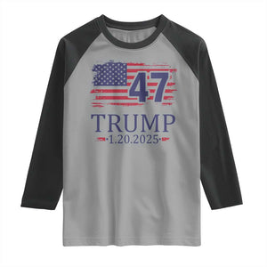 President Trump Inauguration Day 2025 Raglan Shirt 47th President January 20th American Flag TS02 Sport Gray Black Print Your Wear