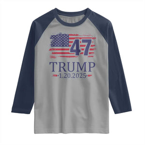 President Trump Inauguration Day 2025 Raglan Shirt 47th President January 20th American Flag TS02 Sport Gray Navy Print Your Wear