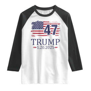 President Trump Inauguration Day 2025 Raglan Shirt 47th President January 20th American Flag TS02 White Black Print Your Wear