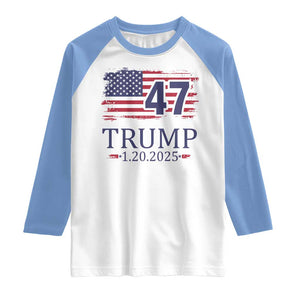 President Trump Inauguration Day 2025 Raglan Shirt 47th President January 20th American Flag TS02 White Carolina Blue Print Your Wear