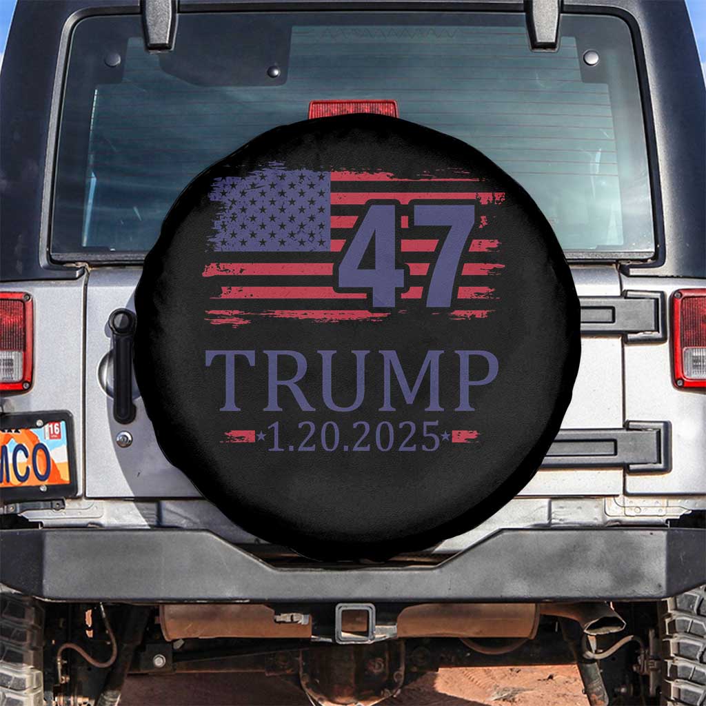 President Trump Inauguration Day 2025 Spare Tire Cover 47th President January 20th American Flag TS02 No hole Black Print Your Wear