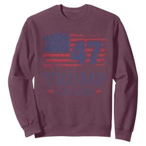 President Trump Inauguration Day 2025 Sweatshirt 47th President January 20th American Flag TS02 Maroon Print Your Wear