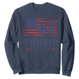 President Trump Inauguration Day 2025 Sweatshirt 47th President January 20th American Flag TS02 Navy Print Your Wear