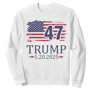 President Trump Inauguration Day 2025 Sweatshirt 47th President January 20th American Flag TS02 White Print Your Wear