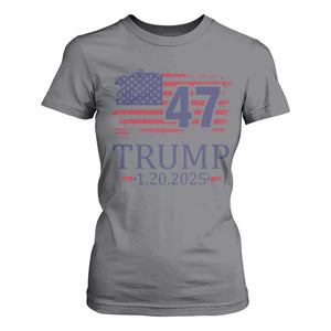 President Trump Inauguration Day 2025 T Shirt For Women 47th President January 20th American Flag TS02 Charcoal Print Your Wear