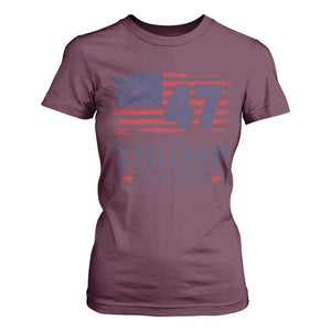 President Trump Inauguration Day 2025 T Shirt For Women 47th President January 20th American Flag TS02 Maroon Print Your Wear