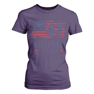 President Trump Inauguration Day 2025 T Shirt For Women 47th President January 20th American Flag TS02 Purple Print Your Wear