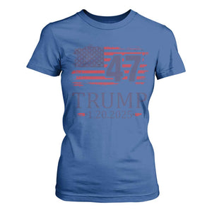 President Trump Inauguration Day 2025 T Shirt For Women 47th President January 20th American Flag TS02 Royal Blue Print Your Wear