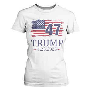 President Trump Inauguration Day 2025 T Shirt For Women 47th President January 20th American Flag TS02 White Print Your Wear