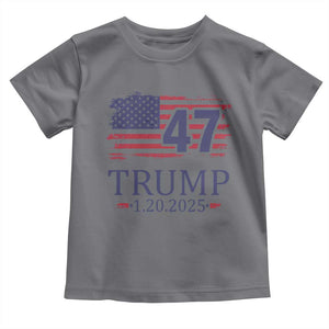 President Trump Inauguration Day 2025 Toddler T Shirt 47th President January 20th American Flag TS02 Charcoal Print Your Wear