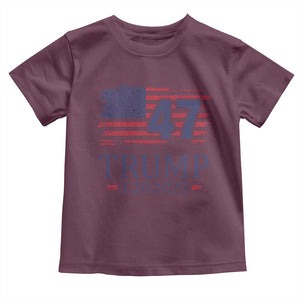 President Trump Inauguration Day 2025 Toddler T Shirt 47th President January 20th American Flag TS02 Maroon Print Your Wear