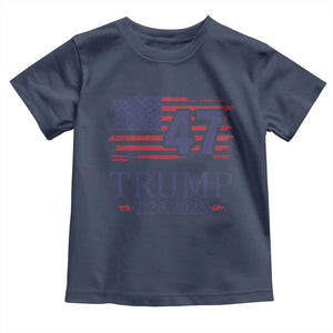 President Trump Inauguration Day 2025 Toddler T Shirt 47th President January 20th American Flag TS02 Navy Print Your Wear