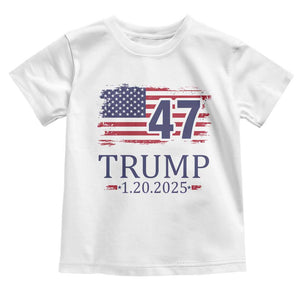 President Trump Inauguration Day 2025 Toddler T Shirt 47th President January 20th American Flag TS02 White Print Your Wear