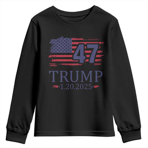 President Trump Inauguration Day 2025 Youth Sweatshirt 47th President January 20th American Flag TS02 Black Print Your Wear