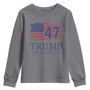 President Trump Inauguration Day 2025 Youth Sweatshirt 47th President January 20th American Flag TS02 Charcoal Print Your Wear