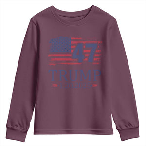 President Trump Inauguration Day 2025 Youth Sweatshirt 47th President January 20th American Flag TS02 Maroon Print Your Wear