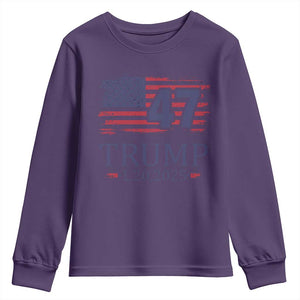 President Trump Inauguration Day 2025 Youth Sweatshirt 47th President January 20th American Flag TS02 Purple Print Your Wear