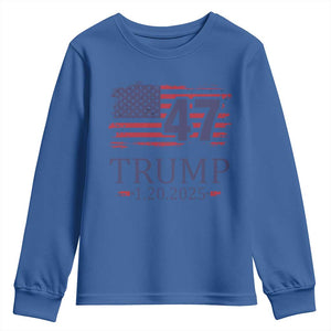 President Trump Inauguration Day 2025 Youth Sweatshirt 47th President January 20th American Flag TS02 Royal Blue Print Your Wear