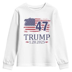 President Trump Inauguration Day 2025 Youth Sweatshirt 47th President January 20th American Flag TS02 White Print Your Wear