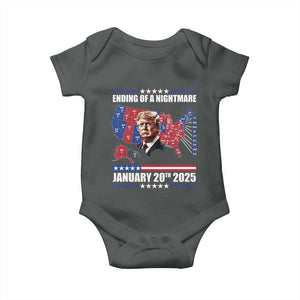 President Trump Inauguration Day 2025 Baby Onesie Ending Of A Nightmare January 20th 2025 Red States Map TS02 Dark Heather Print Your Wear