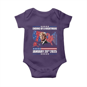 President Trump Inauguration Day 2025 Baby Onesie Ending Of A Nightmare January 20th 2025 Red States Map TS02 Purple Print Your Wear