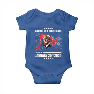 President Trump Inauguration Day 2025 Baby Onesie Ending Of A Nightmare January 20th 2025 Red States Map TS02 Royal Blue Print Your Wear