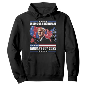 President Trump Inauguration Day 2025 Hoodie Ending Of A Nightmare January 20th 2025 Red States Map TS02 Black Print Your Wear