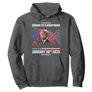 President Trump Inauguration Day 2025 Hoodie Ending Of A Nightmare January 20th 2025 Red States Map TS02 Dark Heather Print Your Wear