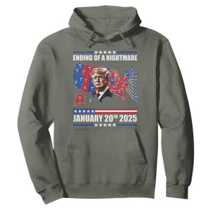 President Trump Inauguration Day 2025 Hoodie Ending Of A Nightmare January 20th 2025 Red States Map TS02 Military Green Print Your Wear