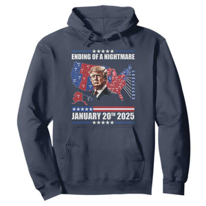 President Trump Inauguration Day 2025 Hoodie Ending Of A Nightmare January 20th 2025 Red States Map TS02 Navy Print Your Wear